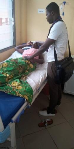Student Samuel Effah Konadu praying for the sick as part of his practical assessment required for his completion of our School of Healing and Pastoral Ministry